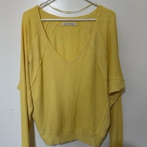 We The Free Sunny Yellow V-Neck Sweater
